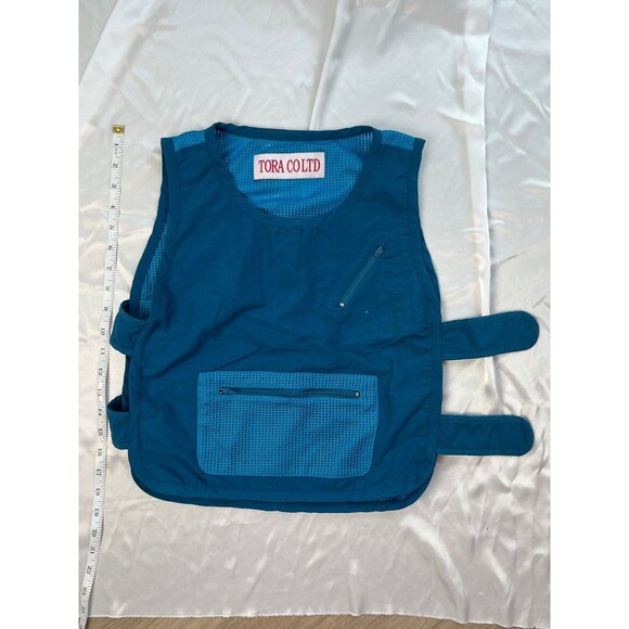 Tora Co Ltd Blue Vest Zipper Kangaroo Pouch Side Kook and Loop Closure Japan - Picture 2 of 12